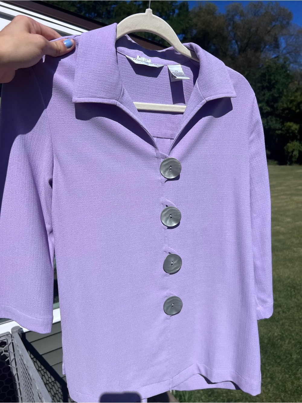Draper's & Damon's Lavender Button-Front Blouse Petite Small